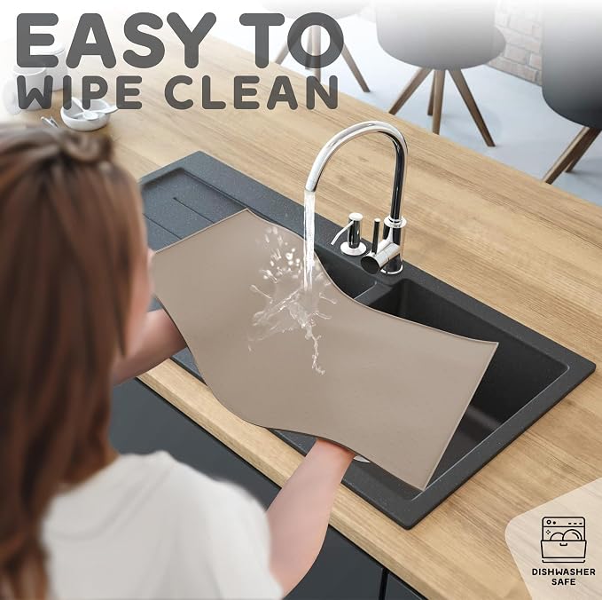 Dog Food Mat - Raised Edges Dogs Mat for Food and Water Prevent Spill, Waterproof Cat Food Mats Protect Floors, Easy Clean Dog Bowl Mats for Food and Water, Silicone Pet Food Tray