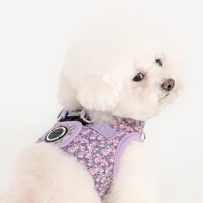Puppia Kealoha Dog Vest Harness B (Step-in) Fashionable Flower Pattern Spring Summer Harness for Small and Medium Dogs, Violet, Small