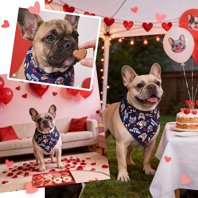 Holiday Dog Bandanas for Valentine's Day, X-Large, Large
