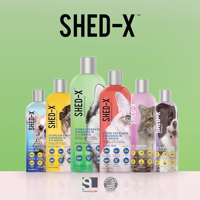 Shed-X Liquid Dog Supplement,32oz – 100% Natural – Helps Dog Shedding,Fish Oil for Dogs Supports Skin & Coat,Dog-Oil for Food with Essential Fatty Acids,Vitamins,and Minerals,(Pack of 2)