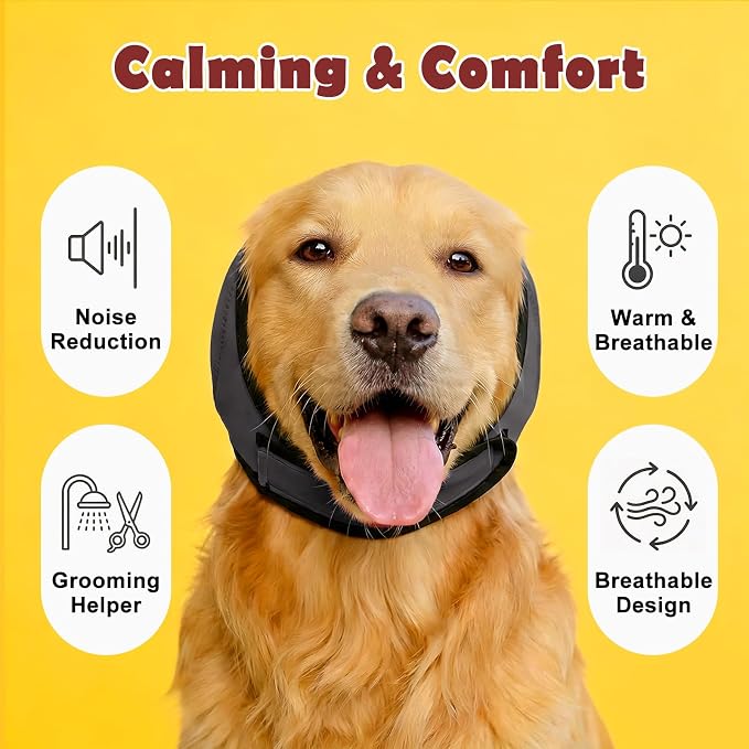 Dog Ear Muffs &No Flap Ear Wraps for Dogs for Swimming, Bath & Noise Anxiety Relief – Waterproof Ear Covers for Aural Hematoma Prevention, Quick-Dry Calming Hoodie for Grooming, Fireworks, Vet Visits