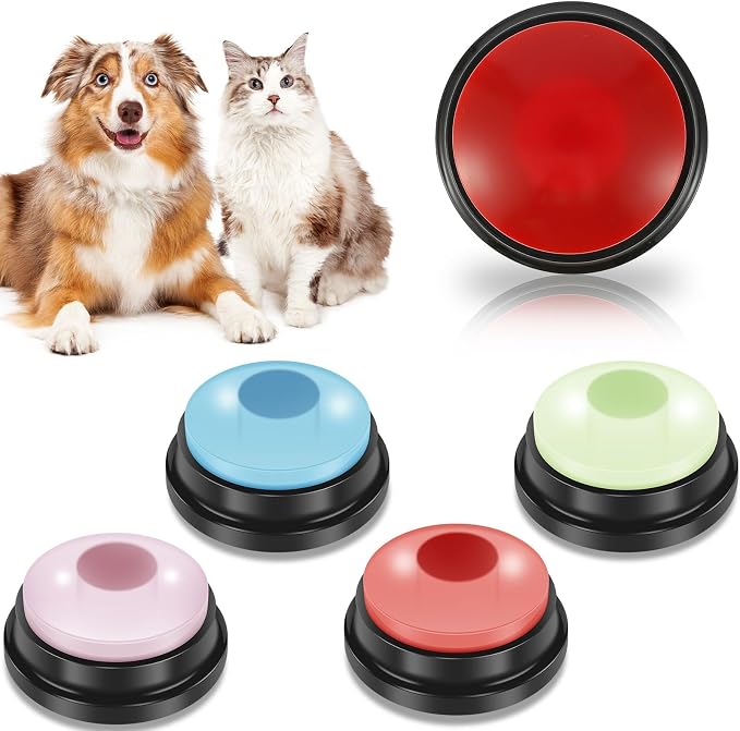 Dog Buttons for Communication Voice with Light, 4 Pcs