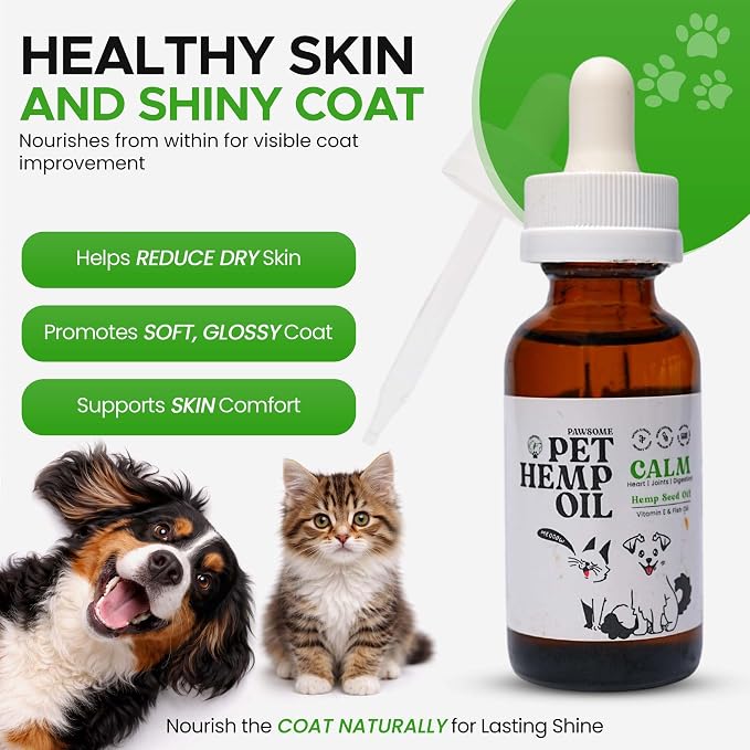 Hemp Oil for Dogs and Cats with Omega 3 & 6, Fish Oil & Vitamin E