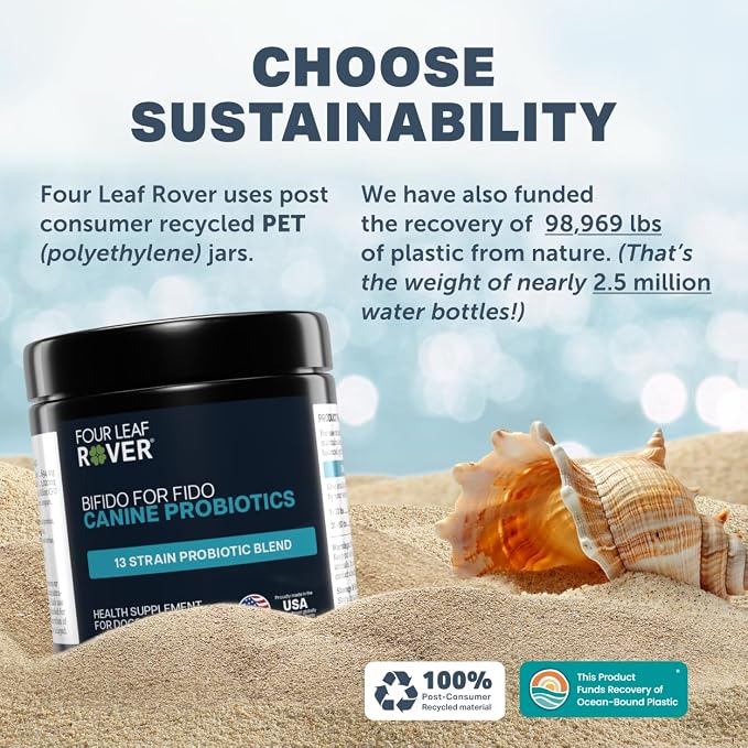 Four Leaf Rover Bifido for Fido - Dog Probiotics, S Boulardii, 50B CFU
