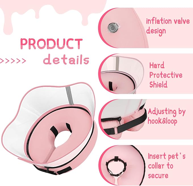 Supet Raised Inflatable Dog Cone Collar to Stop Licking, Soft Dog Cone Alternative After Surgery, Pet Neck Donut Collar for Small Medium Large Dogs