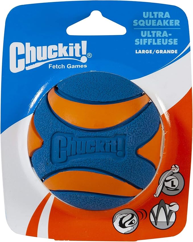 Chuckit! Ultra Squeaker Ball Natural Rubber Dog Toy Large - Pack of 2