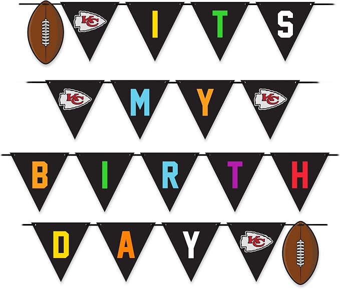 NFL Kansas City Chiefs Dog Birthday Party Set 9pcs with 1 Football Bandana Small/Medium, 1 Banner, 1 Birthday Cake Toy & 6 B-Day Balloons, Dog Birthday Set, Costume, Fun Doggie Pawty Accesories