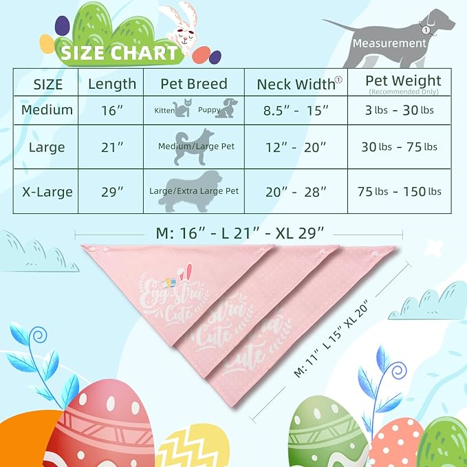 Easter 2-in-1 Dog Bandana with Egg-Stra Cute & Some Bunny Love Me Lovely Saying, Medium, Small, Pink