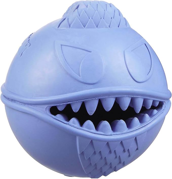 Jolly Pets Monster Ball Bouncing Treat Dog Toy, 2.5 in, Blue | Bouncy treat-stuffable dog toy — fill with treats or peanut butter and freeze for a cool treat