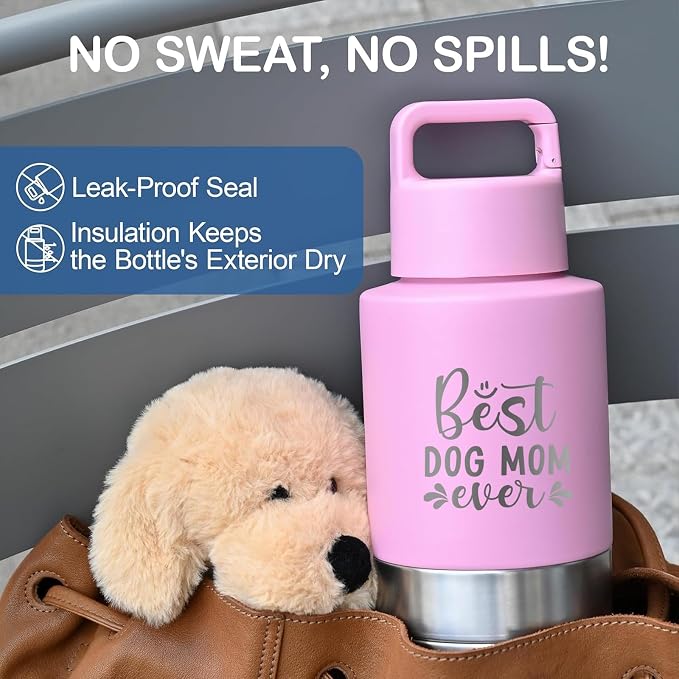 KEWIXY Insulated Dog Travel Water Bottle with Detachable Bowls, 32oz, Pink: Best Dog Mom