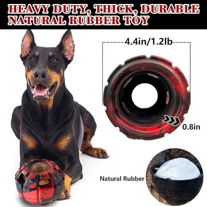 Yipetor Interactive Dog Chew Toy, Large Enrichment Frozen Treat Lick Ball | Durable Rubber, 3in1 Functional, Treat Fillable, IQ Puzzle, Separation Anxiety, Licking Clam, Dishwasher Safe, Slow Feeder