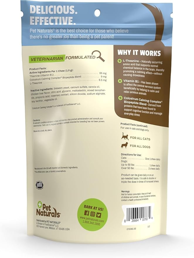 Pet Naturals Calming Chews for Dogs and Cats, Chicken, 160-Pack, 160 Count