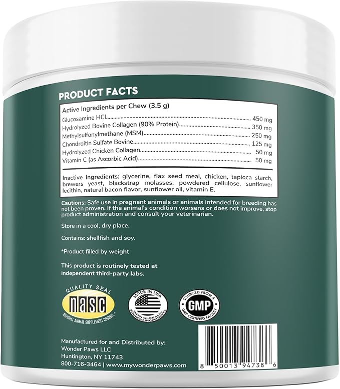 Premium Glucosamine For Dogs – Advanced Hip & Joint Supplement With Glucosamine Chondroitin For Dogs Flexibility, Mobility & Relief – Hip & Joint Supplement With Collagen & MSM – 120 Chews