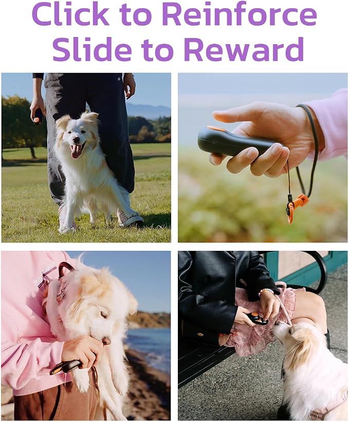 Clink Design Dog Training Clicker with Treat Storage, Purple