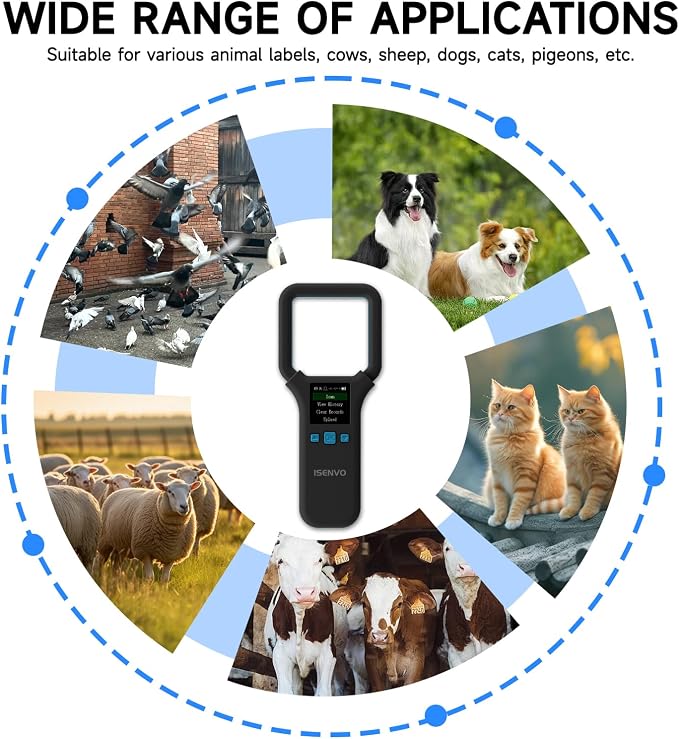 Pet Microchip Scanner, Rechargeable Bluetooth Pet Chip Scanner(190E) | Support EMID FDX-B (ISO11784/11785) 134.2kHz 15 Digits Pet Chip, RFID Microchip Scanner for Animal/Pets/Pigs/Dogs/Cats