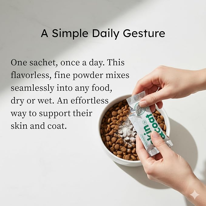 PetCultures Skin & Coat Tribiotic Dog Supplement Powder – Omega 3 & 6, Biotin, and Gut-Skin Axis Support, (60)