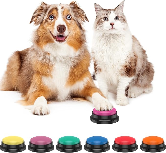 6Pcs Dog Buttons for Communication Voice, Recording Button Dogs for Words Talking and Answer, Pet Sound Answering Buzzer Best Toys fit Dog Tranning(6pcs)