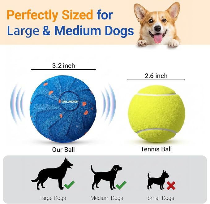 T02 Replacement Dog Ball Shell, 82mm, 90g Lightweight, Blue | Removable Motor Compatible, 2-in-1 Fetch & Throw Toy, Medium & Large Dogs, Easy to Throw, Indoor & Outdoor Play