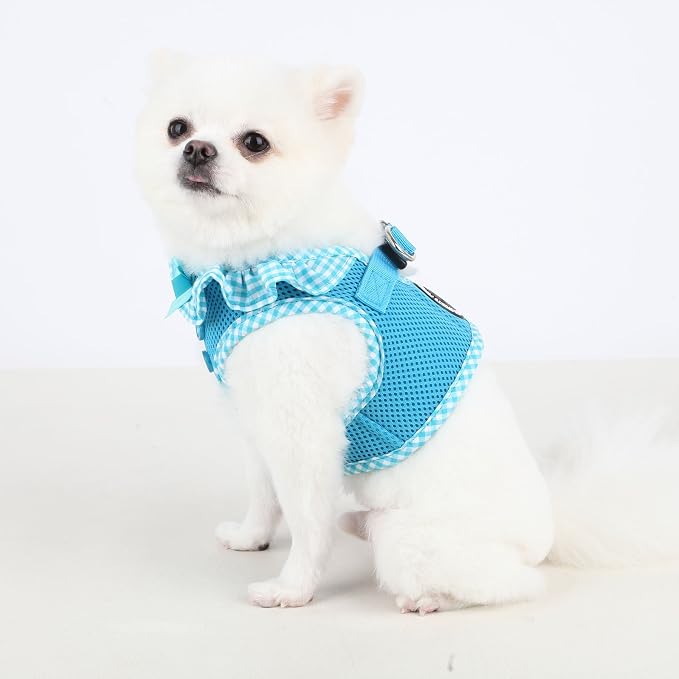 Puppia Vivien Vest Dog Harness Step-in All Season Mesh Cute No Pull No Choke Walking Training for Small Dog, Sky Blue, X-Small (Pack of 2)