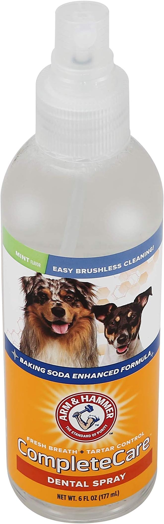 Arm & Hammer Complete Care Dog Dental Spray, Mint Flavor, Easy Brushless Dog Breath Freshener, Baking Soda Enhanced Formula for Fresh Dog-Breath, 6oz (Pack of 2)