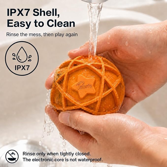 Interactive Dog Ball Replacement Shell, 4-Turn Thread, No Electronic Core | Panrio-compatible outer shell, tough rubber, transfer the original electronic core,wipe-clean maintenance,1 shell only,Orange