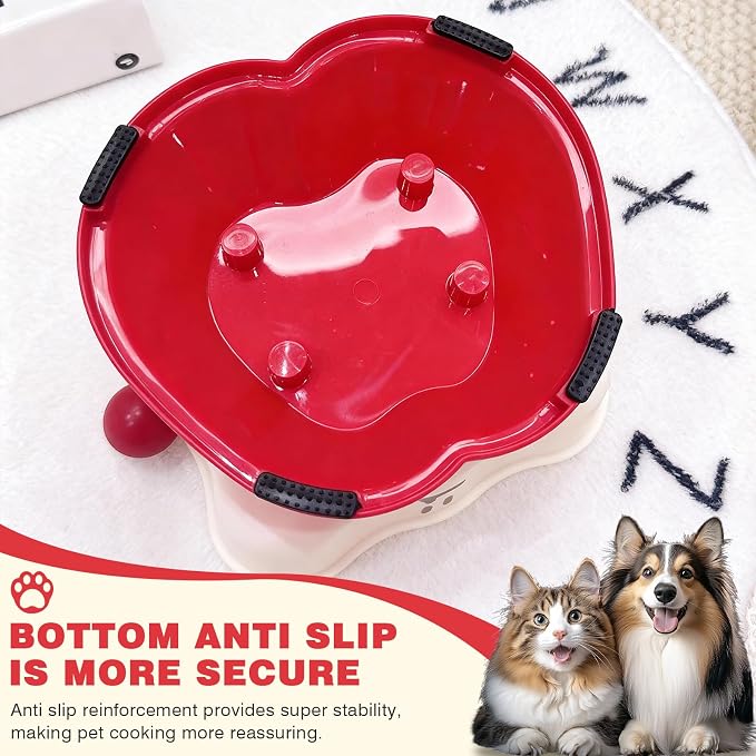 Elevated Cat & Small Dog Bowl - 30° Slanted Anti-Slip Feeding Bowl, Detachable Stainless Steel Design, Reduces Stomach Pressure, Comfortable Eating Posture, Easy to Clean, Fits Cats & Small Breeds