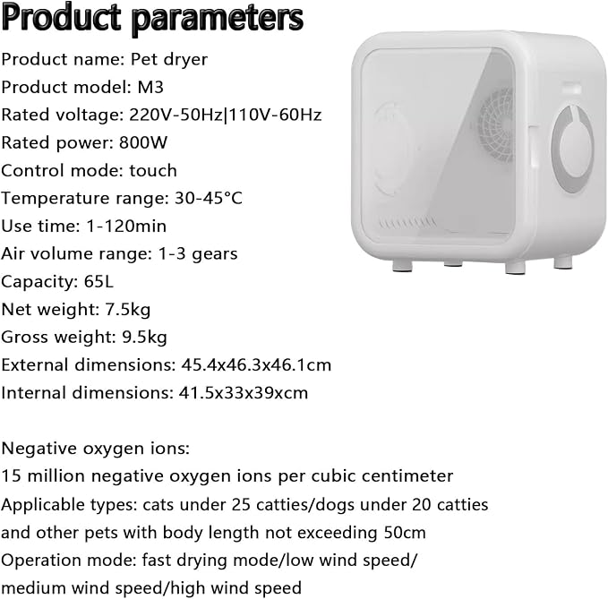 Pet Dryer Box for Dogs & Cats, 6D Airflow ,Ultra-Quiet 45dB Grooming Blower for Small/Large Breeds