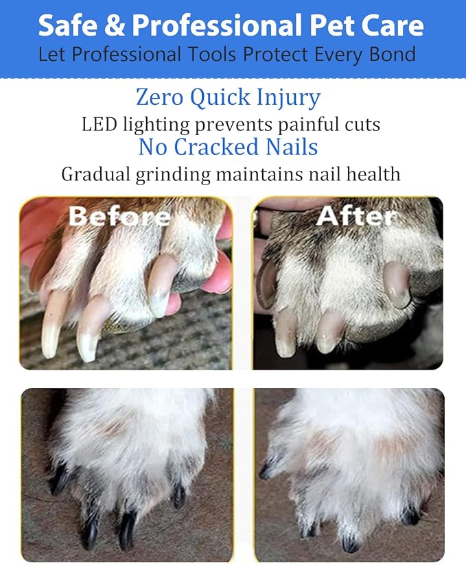Electric Dog & Cat Nail Grinder with 2 LED Lights, Yellow