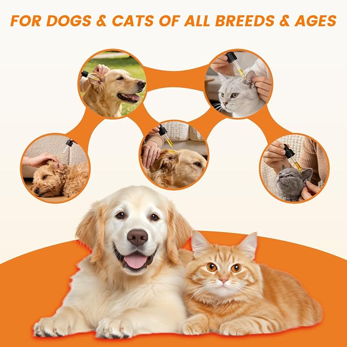 4 Pack Dog Ear Drops, Dog Ear Cleaner Drops, 2 oz with Dropper