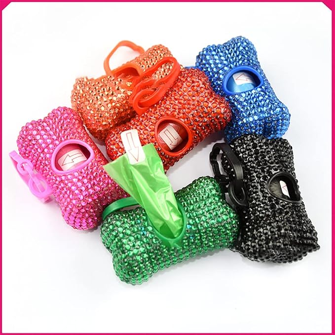 Bling Dog Poop Pickup Bag Dispenser Holder Pet Waste Disposal Bag Pet Trash Bags Holder Bone Shaped Green