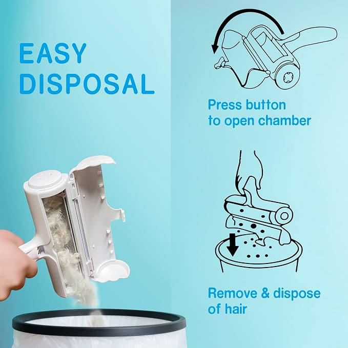 Pet Hair Remover - Reusable Cat and Dog Hair Remover for Furniture, Couch, Carpet, Clothes, Car Seats or Bedding - Portable Lint Rollers, Self-Cleaning Base Dog and Cat Fur Removal Tool
