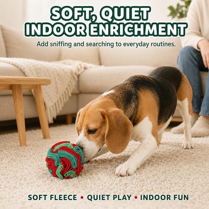 Snuffle Ball for Dogs - Interactive Dog Toys to Keep Them Busy, Dog Puzzle Toy with Soft Fabric for Small, Medium, Large Dogs Daily Companionship, Training Reward Gift