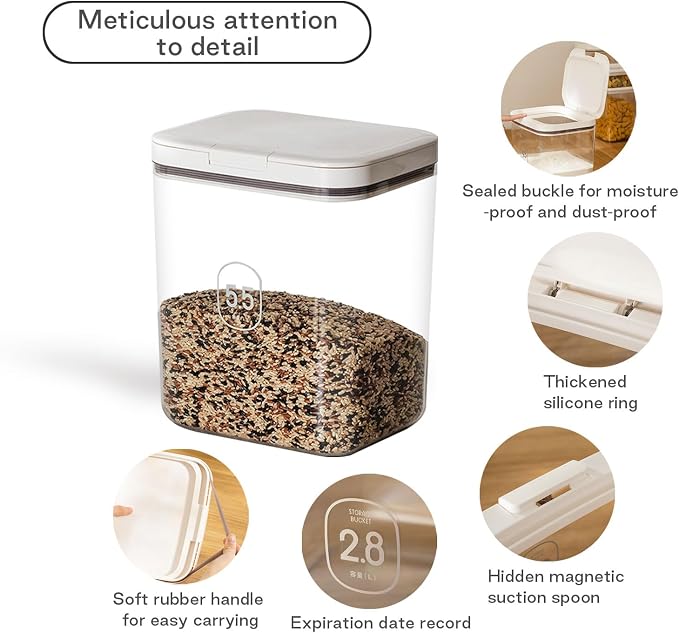 LivLab Mker 15 lb Airtight Pet Food Storage Container, 11 L, White