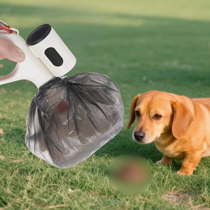 Off-White pet Poop Shovel Set | Easy to Carry, Light in Weight, for Pets to Clean Feces | with Bag and Carrying Clip | A Portable Tool Specially Designed for pet Owners.