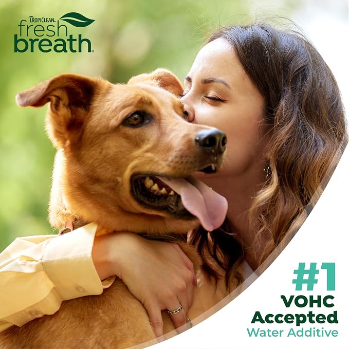 TropiClean Fresh Breath Water Additive, Dog Breath Freshener, 33.8oz 3 Pack | Freshens Breath & Cleans Teeth | No Toothpaste or Toothbrush Required | Value 3-Pack