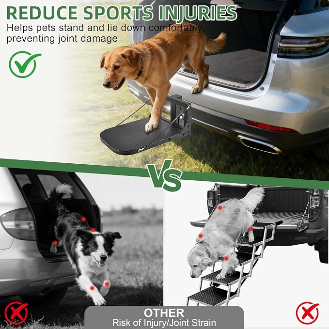 Pindex Folding Dog Ramp 2" Hitch Receiver Step Dog Stairs for Car, Step Pet Ramp Portable & Foldable for SUV Car & Truck, Max Support 400LBS