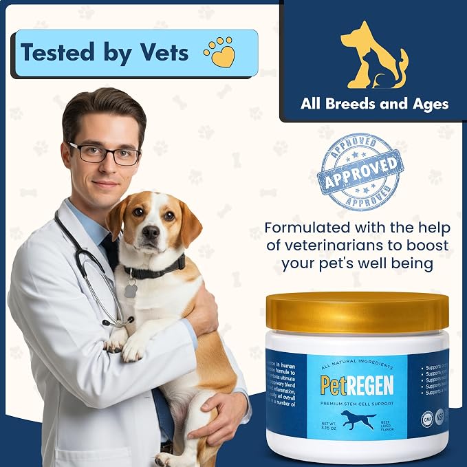 Regenerative Wellness Supplement for Dogs & Cats – Supports Joint Health, Mobility, Healthy Aging, Energy, Digestion & Immune Health – 30 Scoops