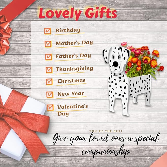 Dalmatian Dog Planter Pots, Animal Shaped Flower Pot