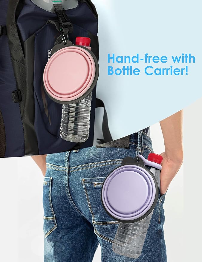 Aonkey Collapsible Dog Bowls with Bottle Carrier, 2 Pack, 15oz