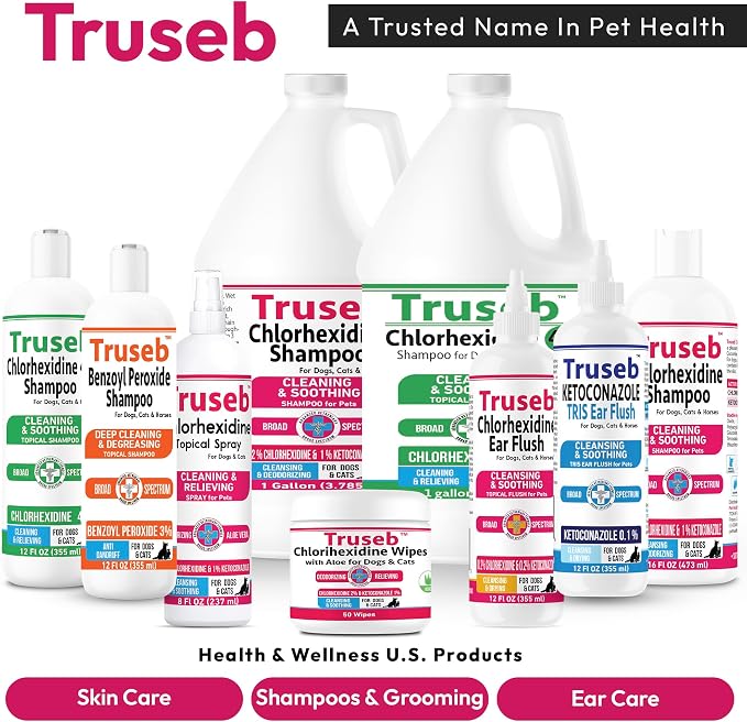 Truseb Advanced Topical Dog Ear Wash with Ketoconazole & Chlorhexidine, 12 oz