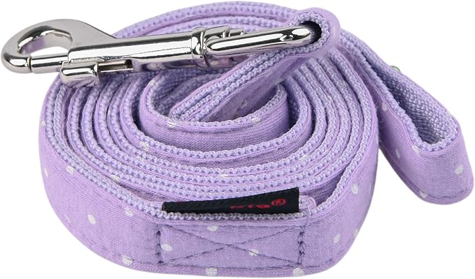 Puppia Dotty Dog Leash Polka Dot Pattern for Summer Fashion for Small Dogs 55 Inches - Violet - Large