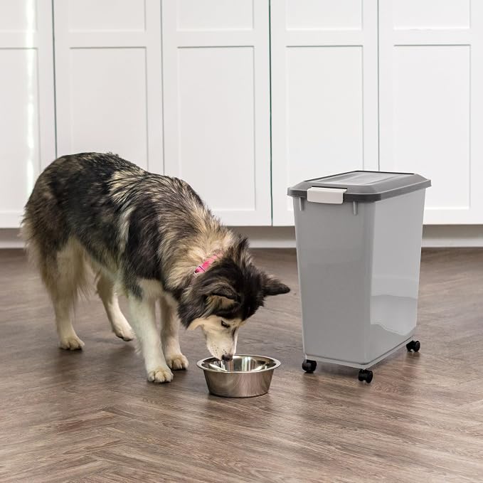 IRIS USA Dog Food Storage Container, Up to 40 lbs, Gray/Dark Gray