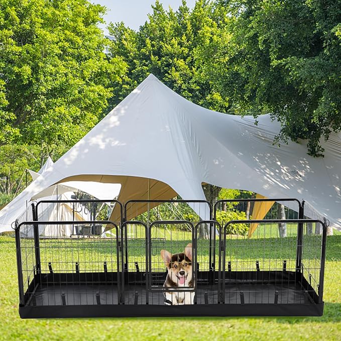 PJYuCien Rectangle Dog Playpen Bottom - Fits 8 Panels, 24'' Width, 24''x72'' Size, 600D Oxford Cloth, Waterproof