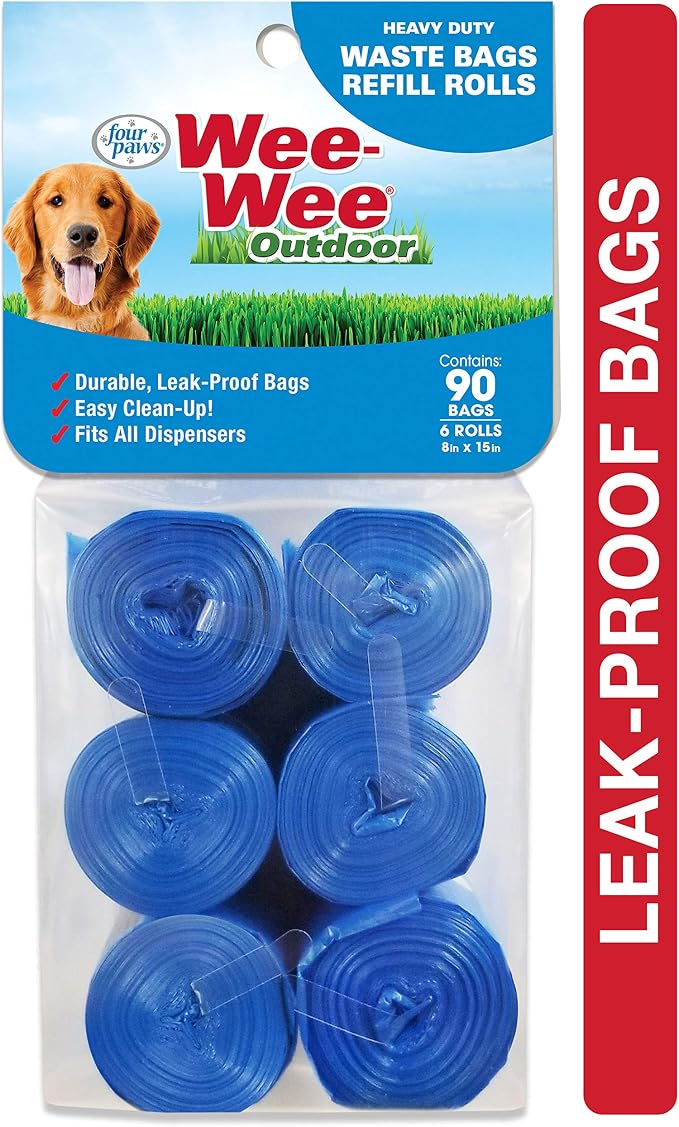 Four Paws Wee-Wee Outdoor Heavy Duty Dog Waste Bags Refill Rolls (90 Count)