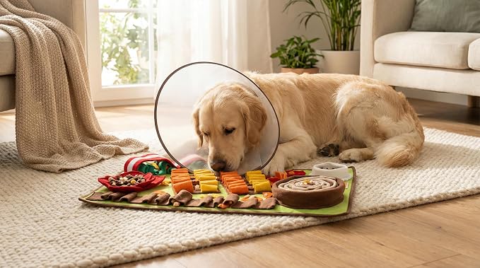 Snuffle Mat for Dogs - XL 32x20 Foraging & Slow Feeder Puzzle | Sniff mat for dogs & Interactive puzzle toy for mental stimulation. Washable dog enrichment toy for large breeds.