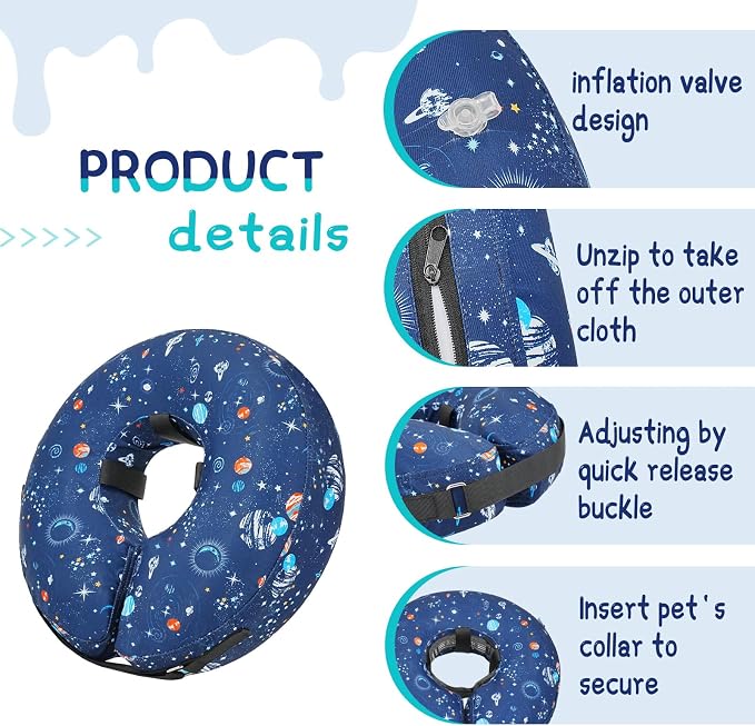 Supet Inflatable Dog Cone Collar Alternative After Surgery, Dog Neck Donut Collar Recovery E Collar for Neuter, Soft Pet Cone for Small Medium Large Dogs
