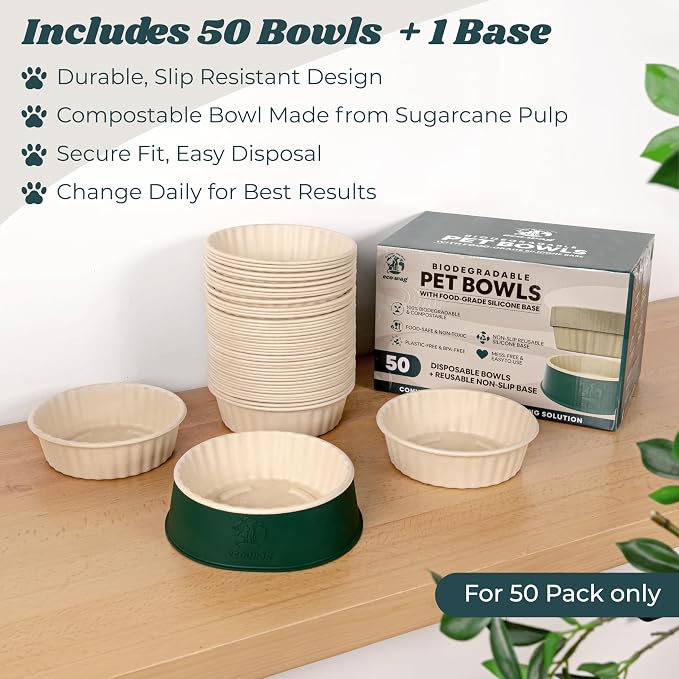 Disposable Pet Bowls, 28oz, 50 Pack