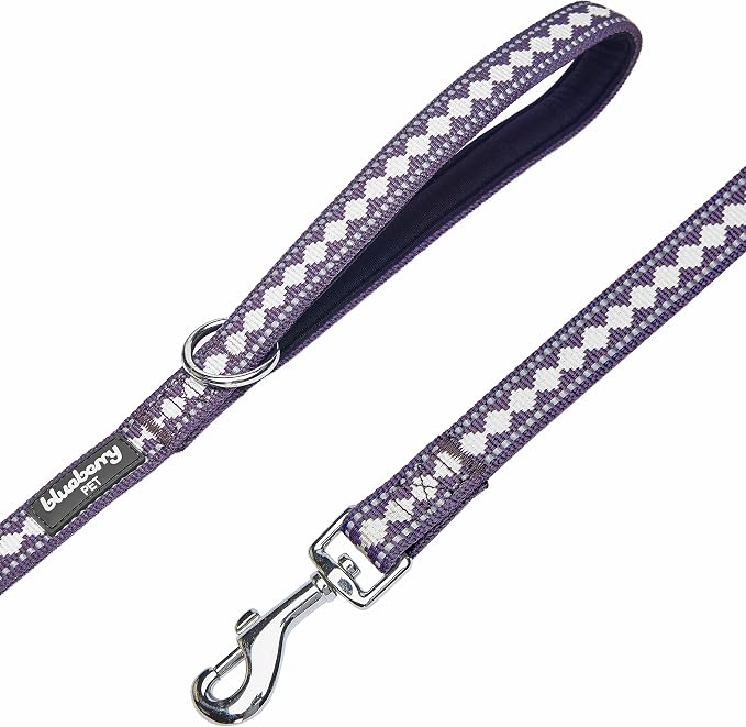 Blueberry Pet 3M Reflective Jacquard Dog Leash with Soft & Comfortable Handle, 5 ft x 5/8", Purple Grey, Small, Leashes for Dogs