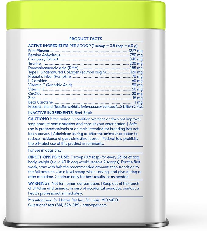 Native Pet Senior Daily Dog Vitamins & Supplements – 12-in-1 Dog Multivitamin Powder for Senior Dogs – Supports Mobility, Cognition, Digestion, Immune Health & More – 60 Scoops