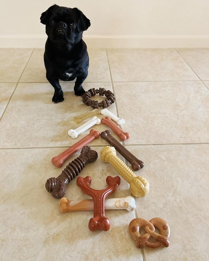 Nylabone Power Chew Easy-Hold Wishbone Dog Chew Toy, Small | Bison flavor, durable dog toys for aggressive chewers, discourages destructive chewing, for small breeds up to 25 lbs